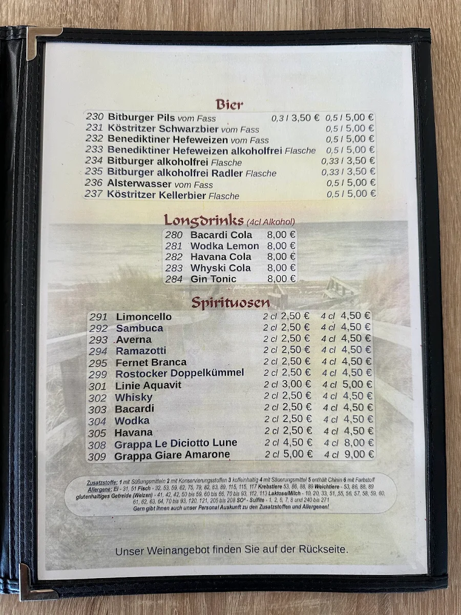 Speisekarte, Pascham Restaurant