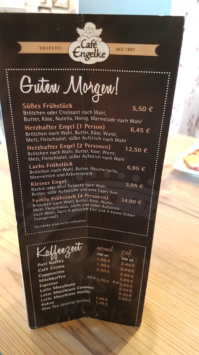 Speisekarte, Hildesheimer Stadtbäckerei Café Engelke GmbH