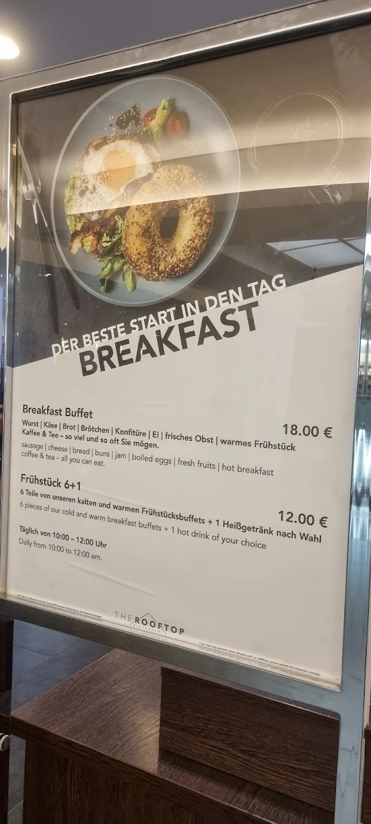 Speisekarte, The Rooftop Restaurant im Oberpollinger