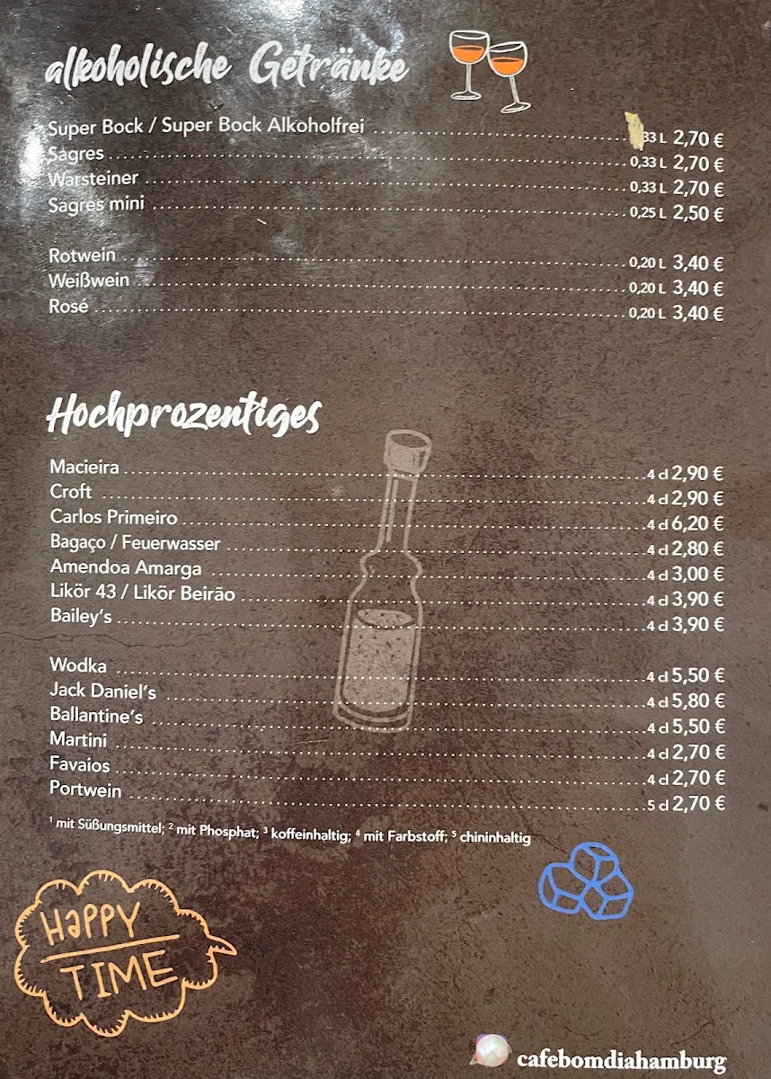 Speisekarte, Café Bom Dia