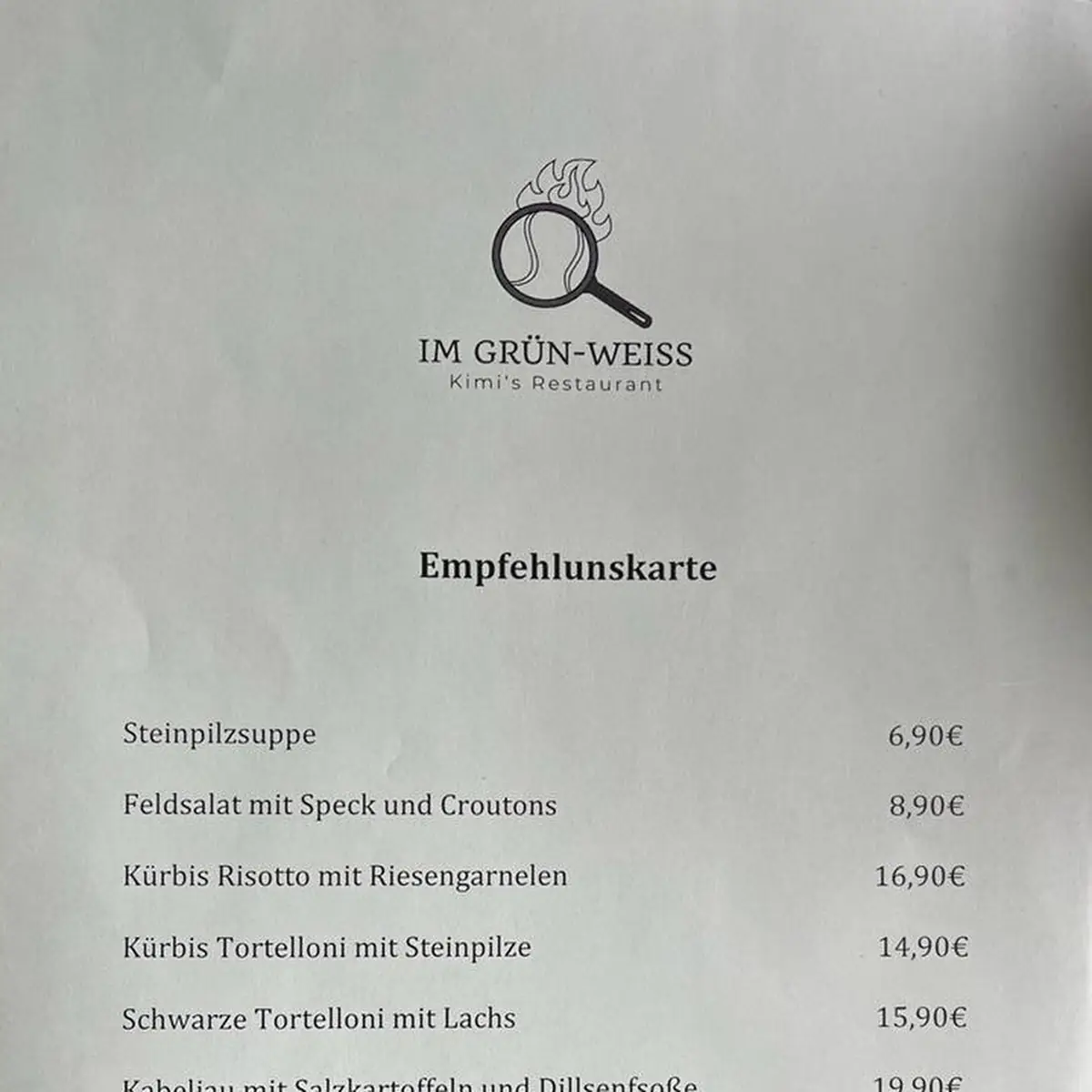 Speisekarte, IM GRÜN WEISS - Kimi’s Restaurant