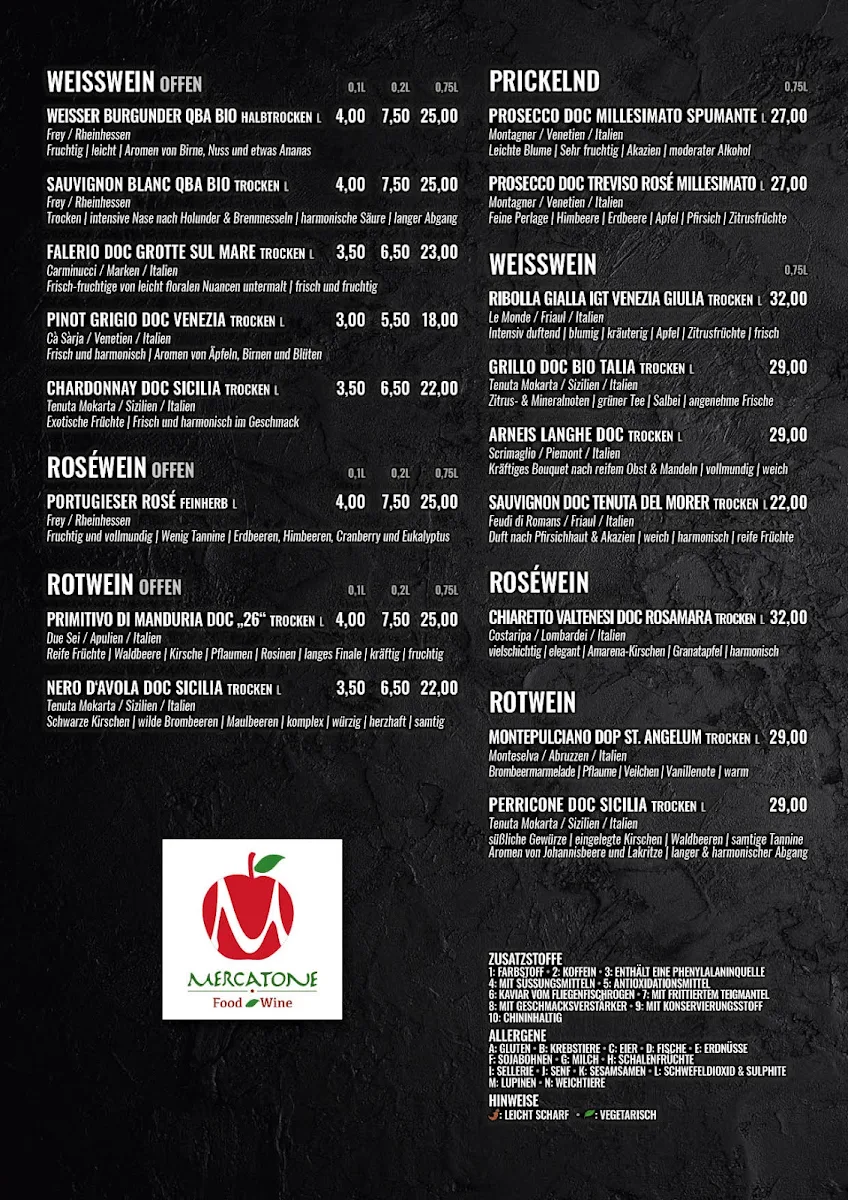 Speisekarte, Junbi Restaurant (an der Treppenstraße)