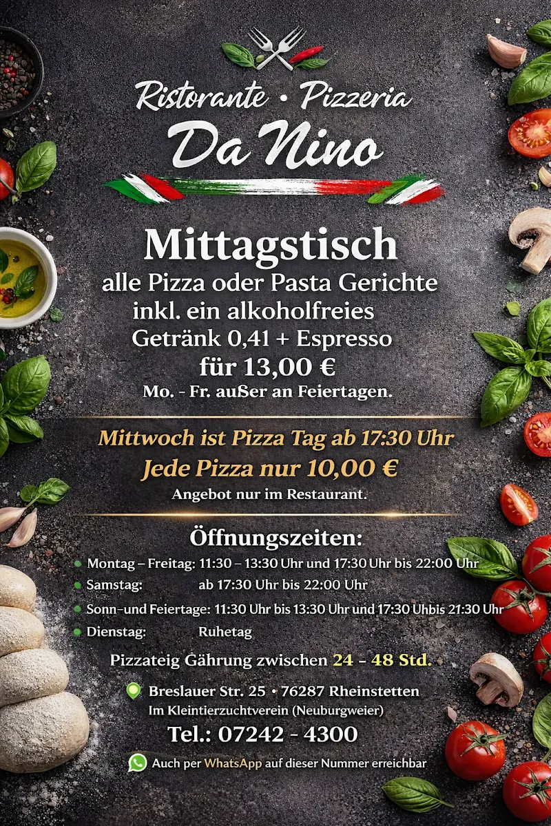 Speisekarte, Ristorante - Pizzeria Da Nino