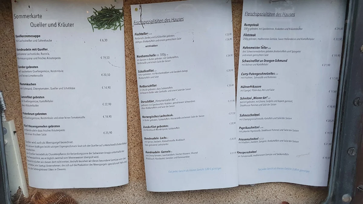 Speisekarte, Restaurant Leuchtfeuer