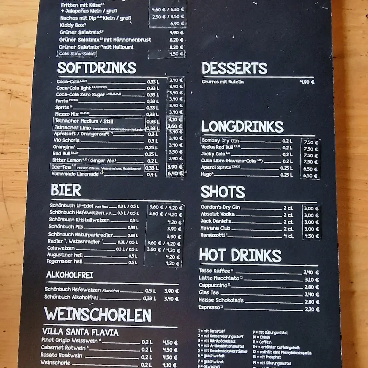 Speisekarte, Pops Burger & Sportsbar