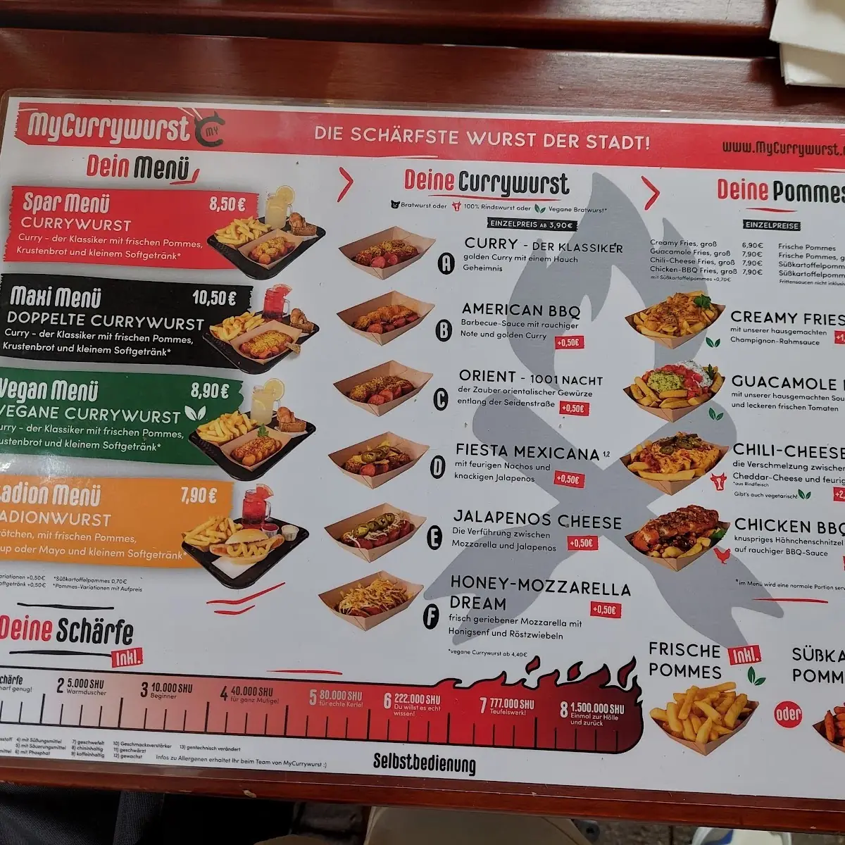 Speisekarte, MyCurrywurst