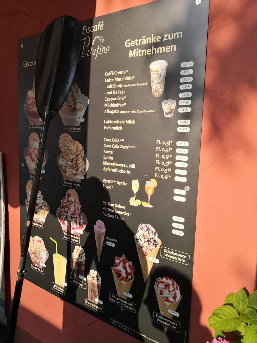 Speisekarte, Eiscafé Portofino