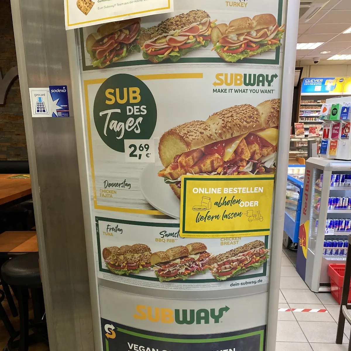 Speisekarte, Subway