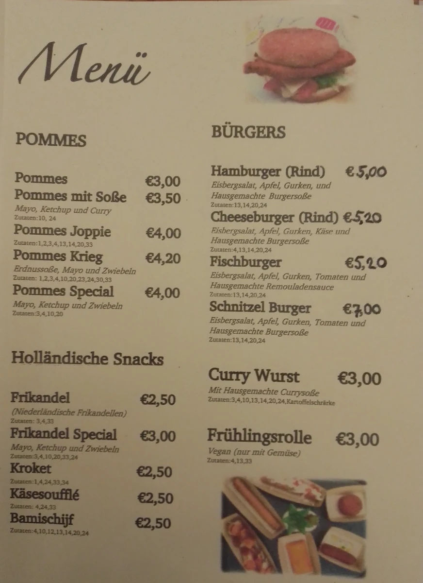 Speisekarte, Imbiss Breemer