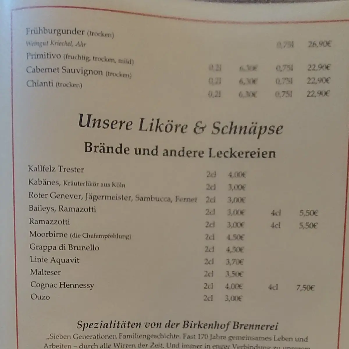Speisekarte, Früh Im Landratsgarten GbR
