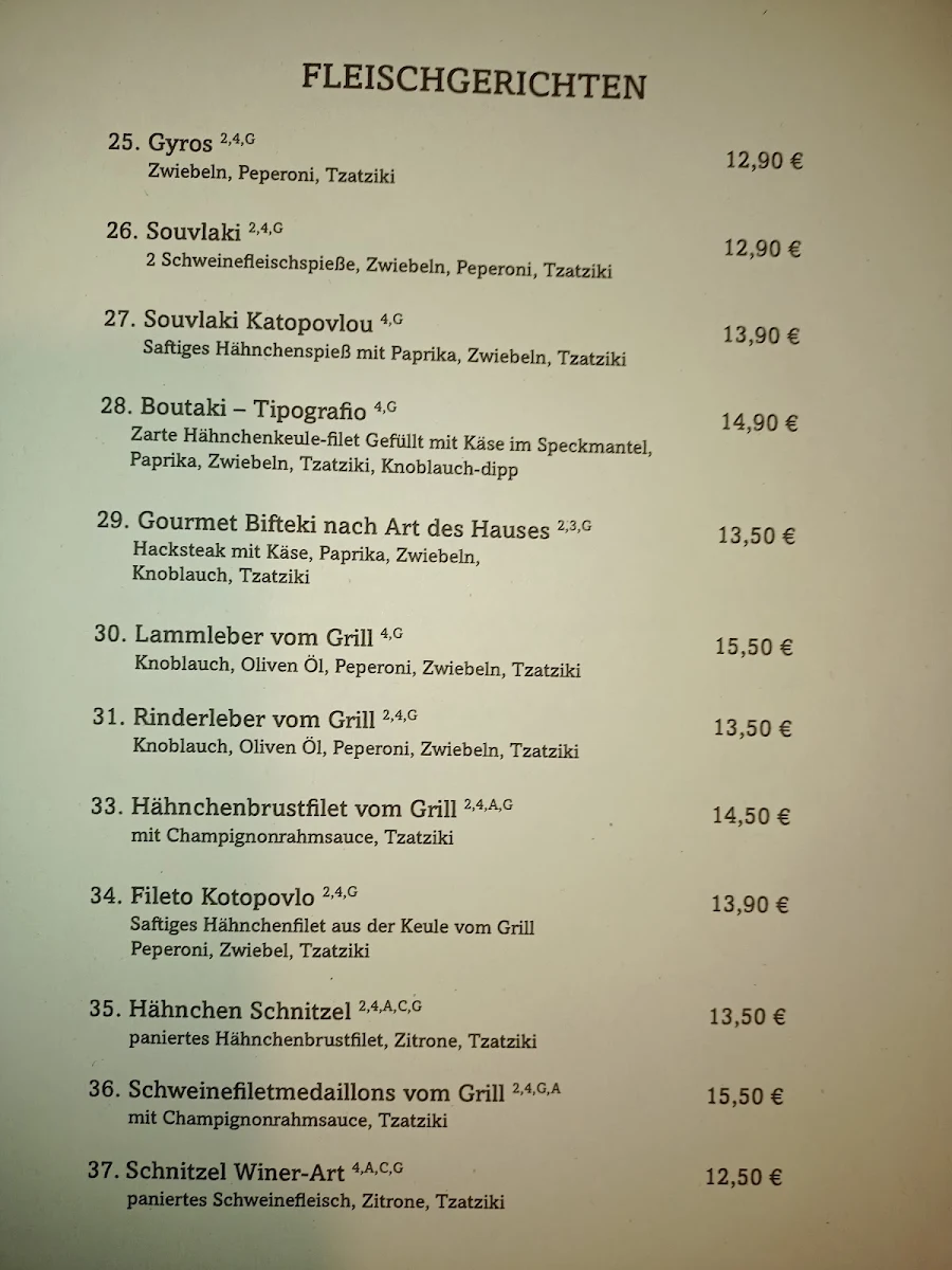Speisekarte, Taverna Tipografio