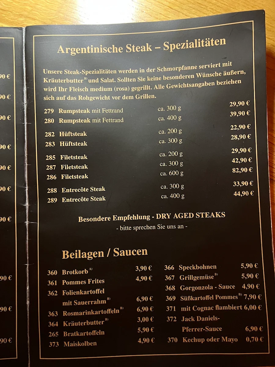 Speisekarte, Restaurant Butcha Sindorf