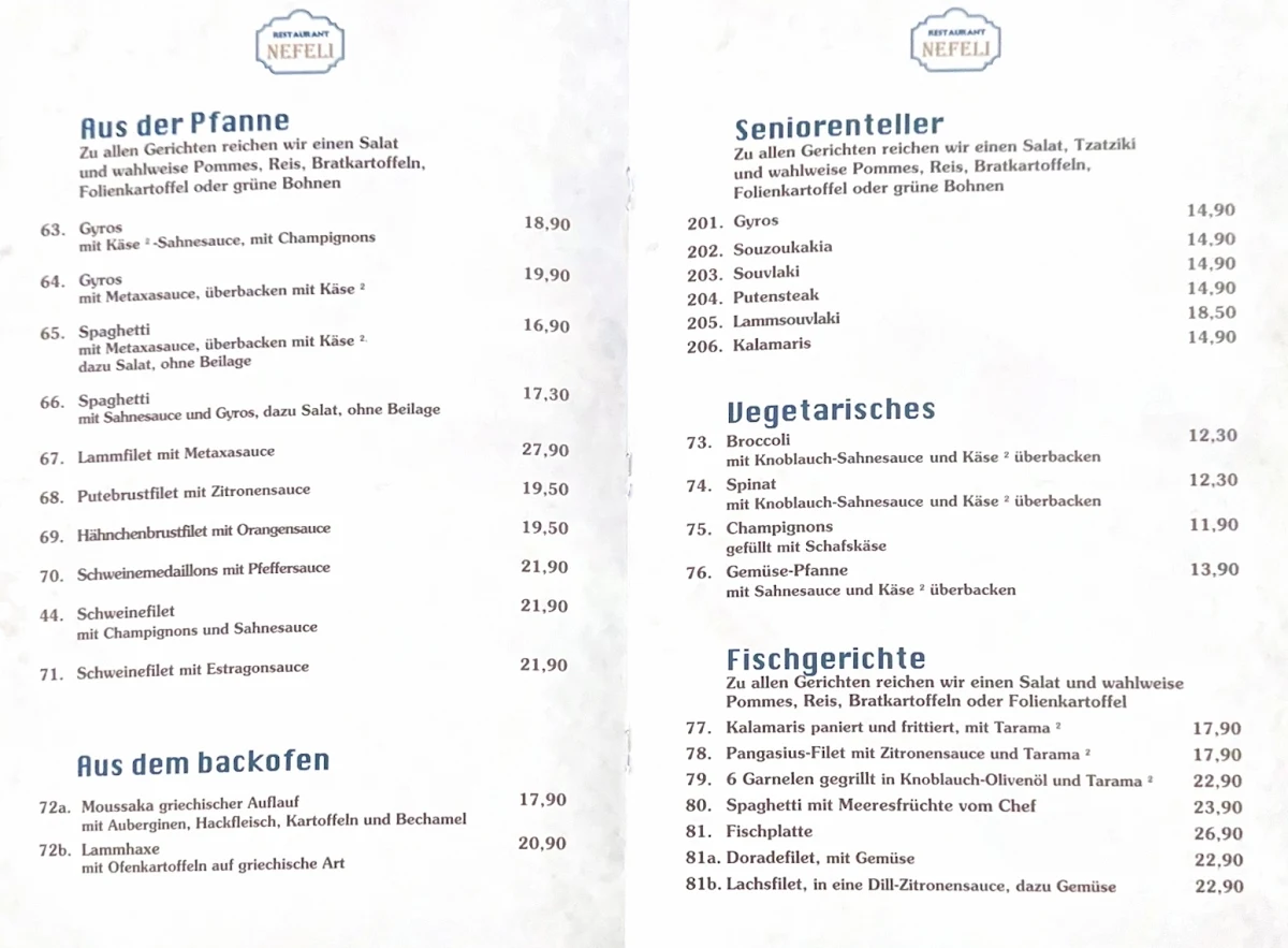 Speisekarte photo 2