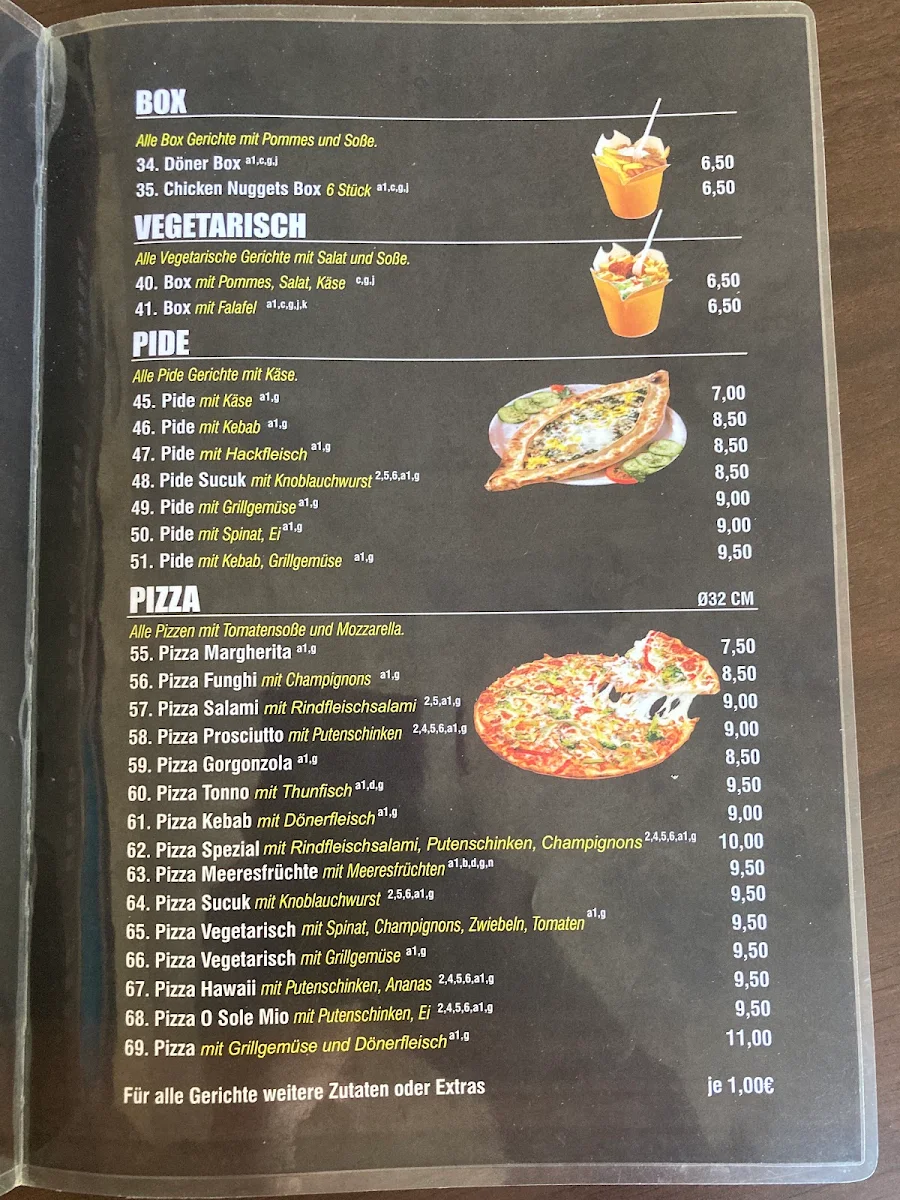 Speisekarte, Best Döner Pizza