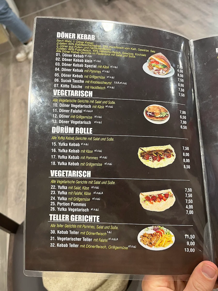 Speisekarte, Best Döner Pizza