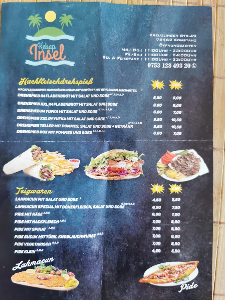 Speisekarte, Kebap Insel