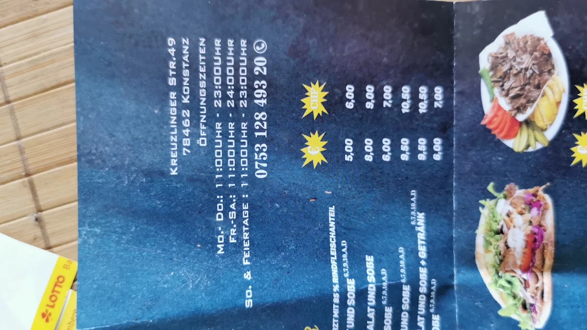 Speisekarte, Kebap Insel