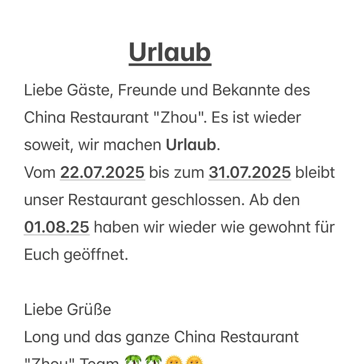 Speisekarte, China-Restaurant Zhou - Bremerhaven