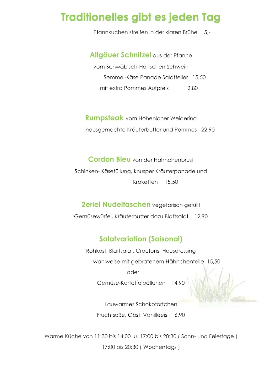 Speisekarte, RESTAURANT Stubenweiher - Natur Pur!