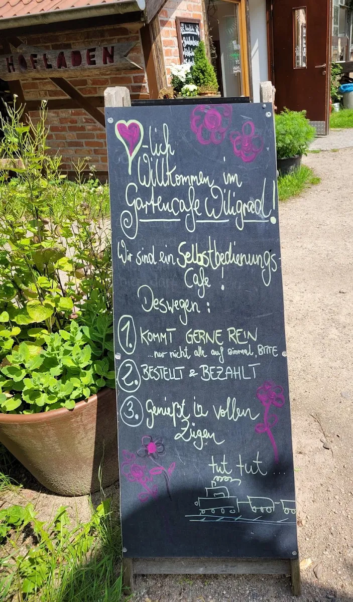 Speisekarte, Gartencafé Wiligrad