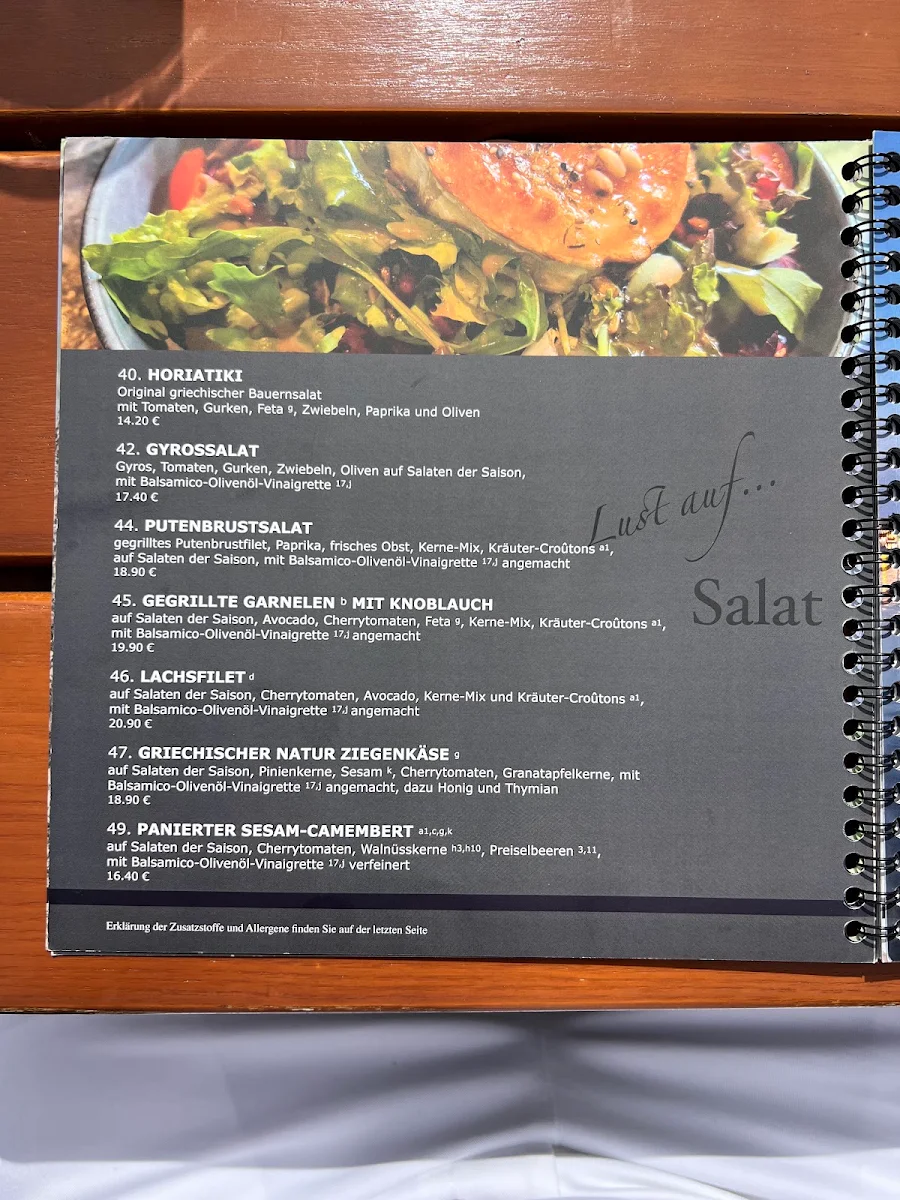 Speisekarte, Restaurant Malvasia