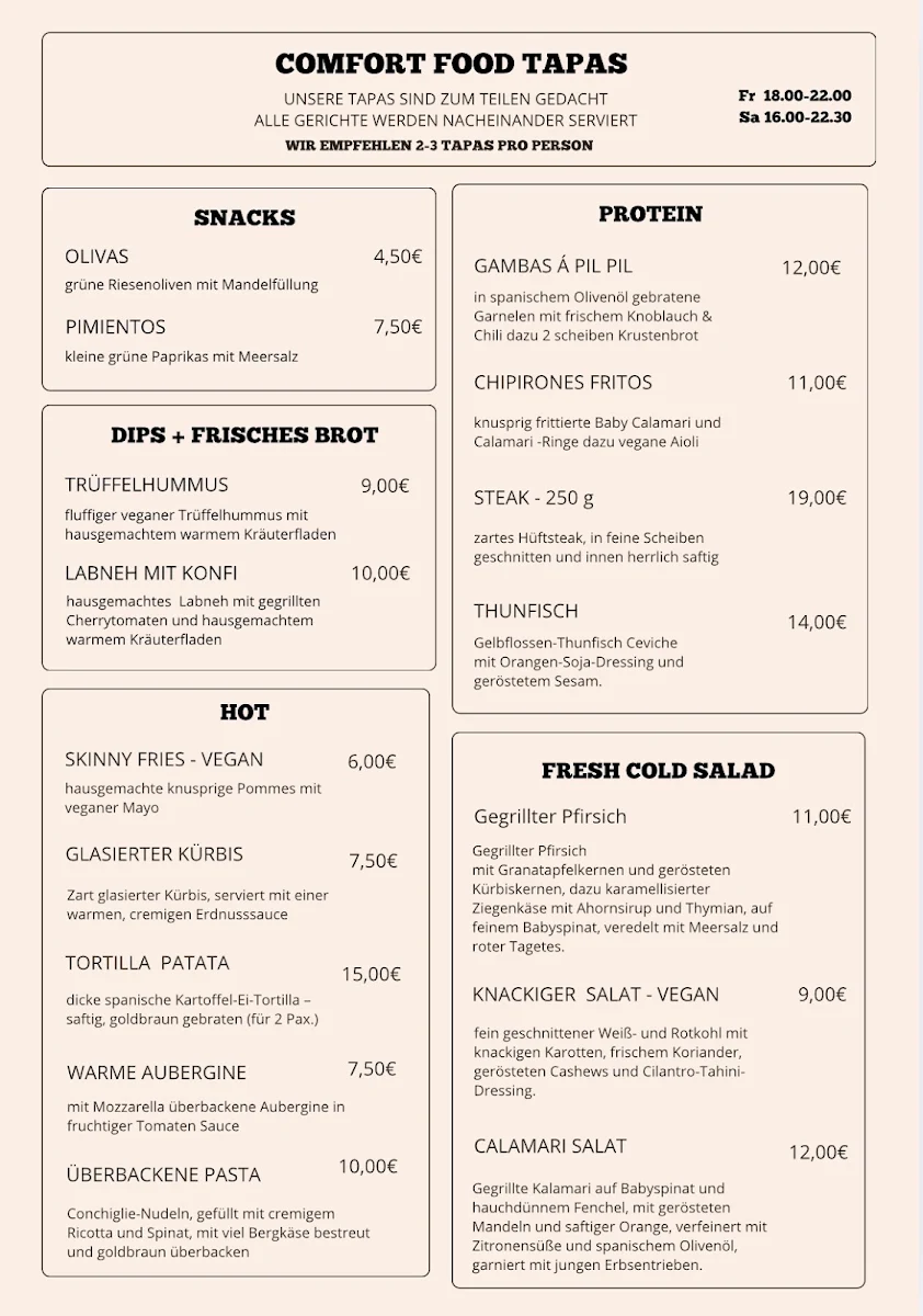 Speisekarte, BAR PERLA