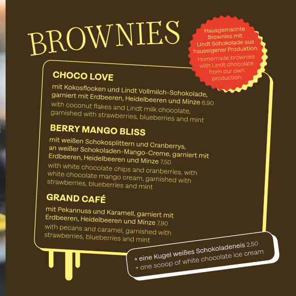 Speisekarte, Chocolat Grand Café