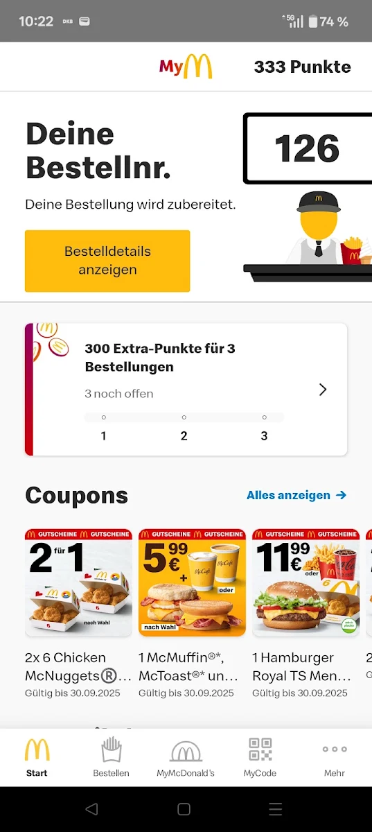 Speisekarte, McDonald's