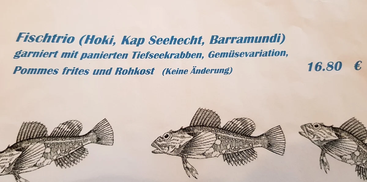Speisekarte, Träns Einkehrhaus