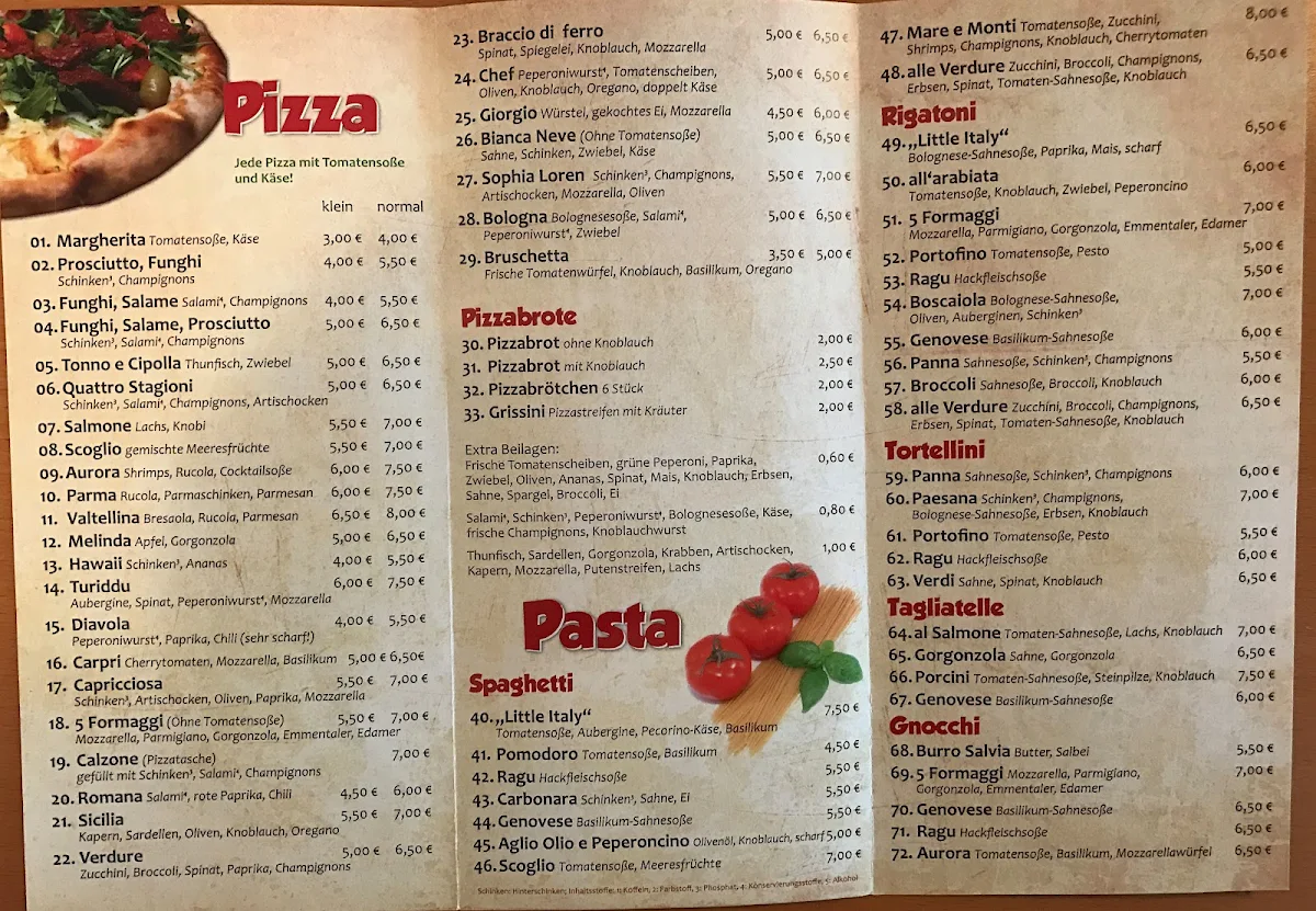 Speisekarte, Pizzeria-Trattoria Little Italy da Daniele