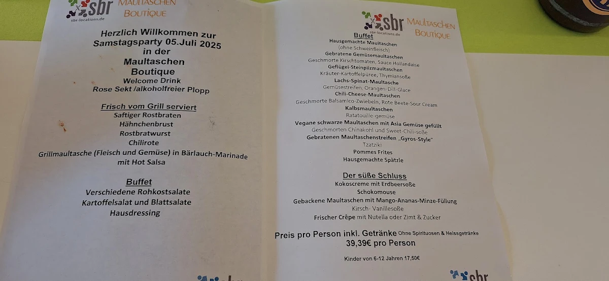 Speisekarte, Maultaschen Boutique - Restaurant