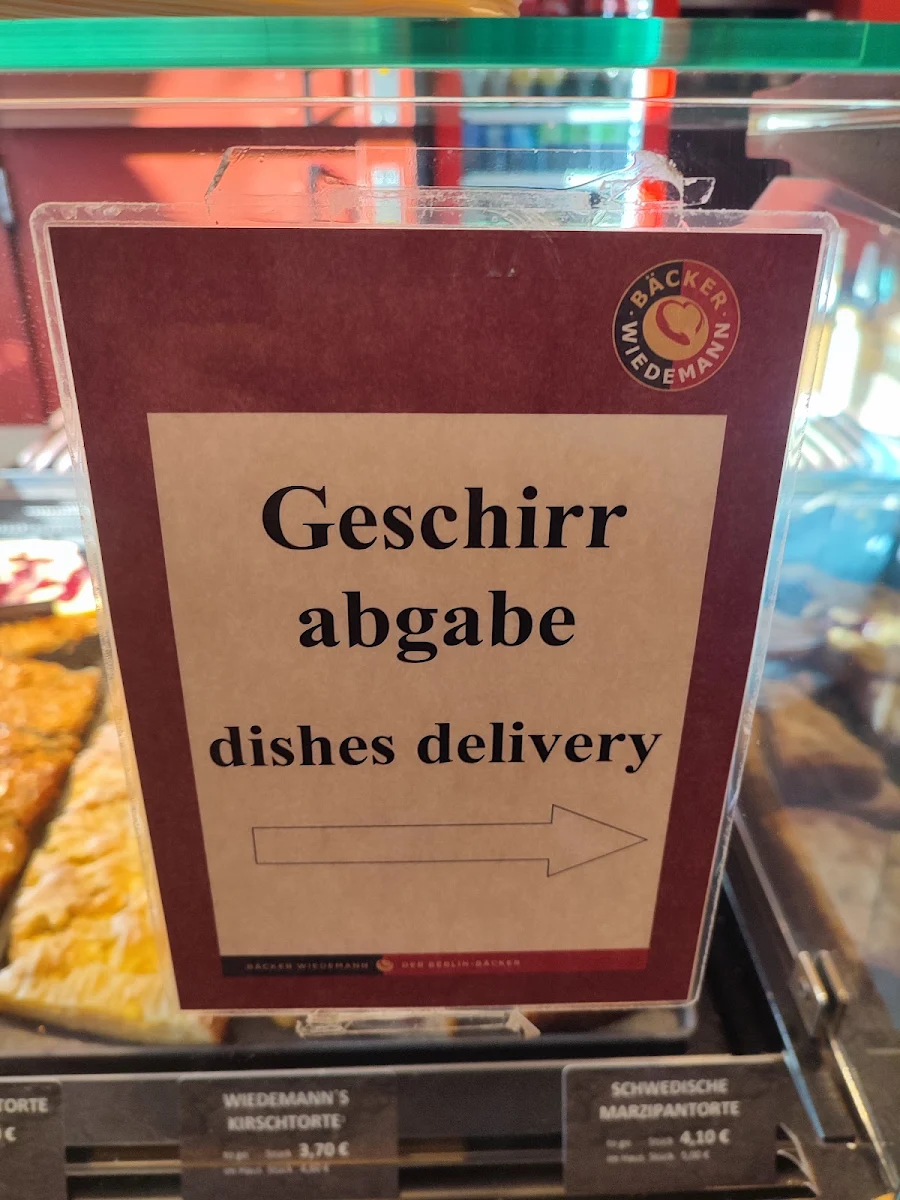 Speisekarte, Bäcker Wiedemann – Bäckerei Brandenburger Tor