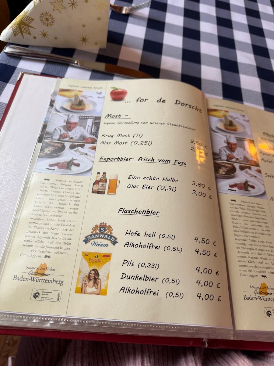 Speisekarte, Gaststätte Assulzerhof