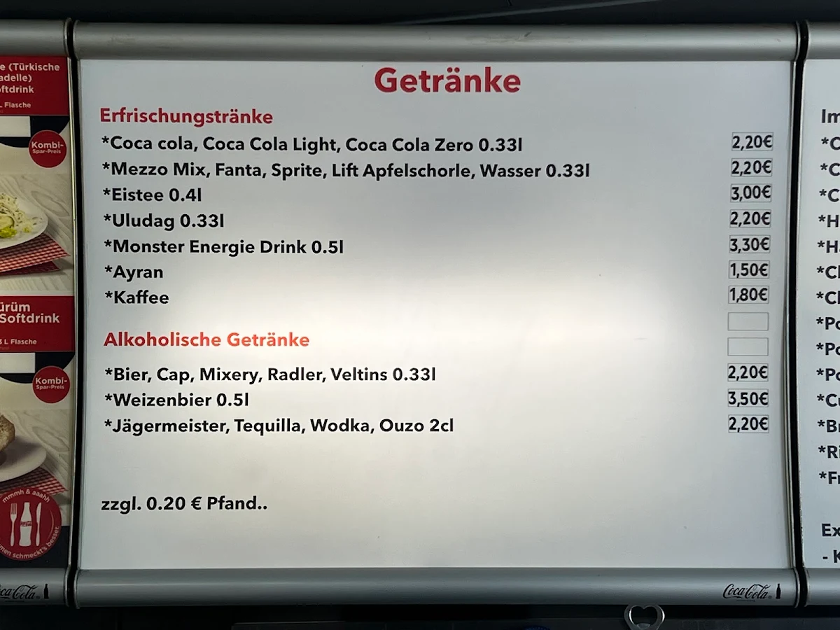 Speisekarte, Kapadokya Döner