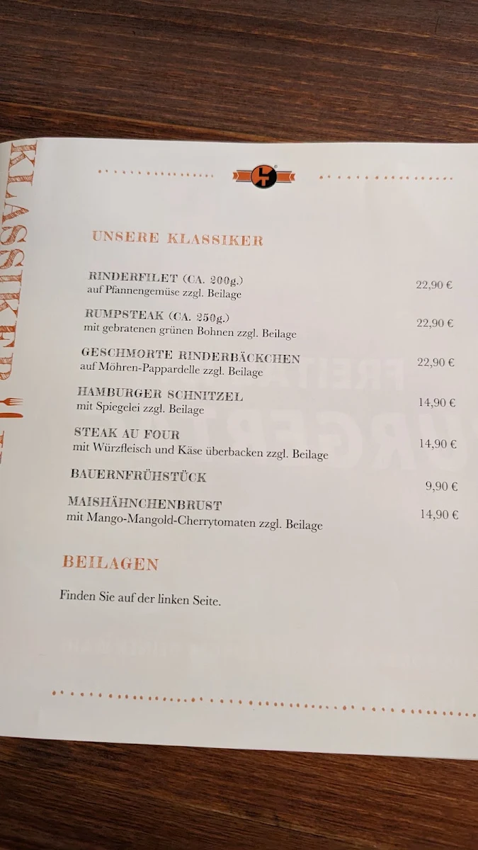 Speisekarte, Klock 8