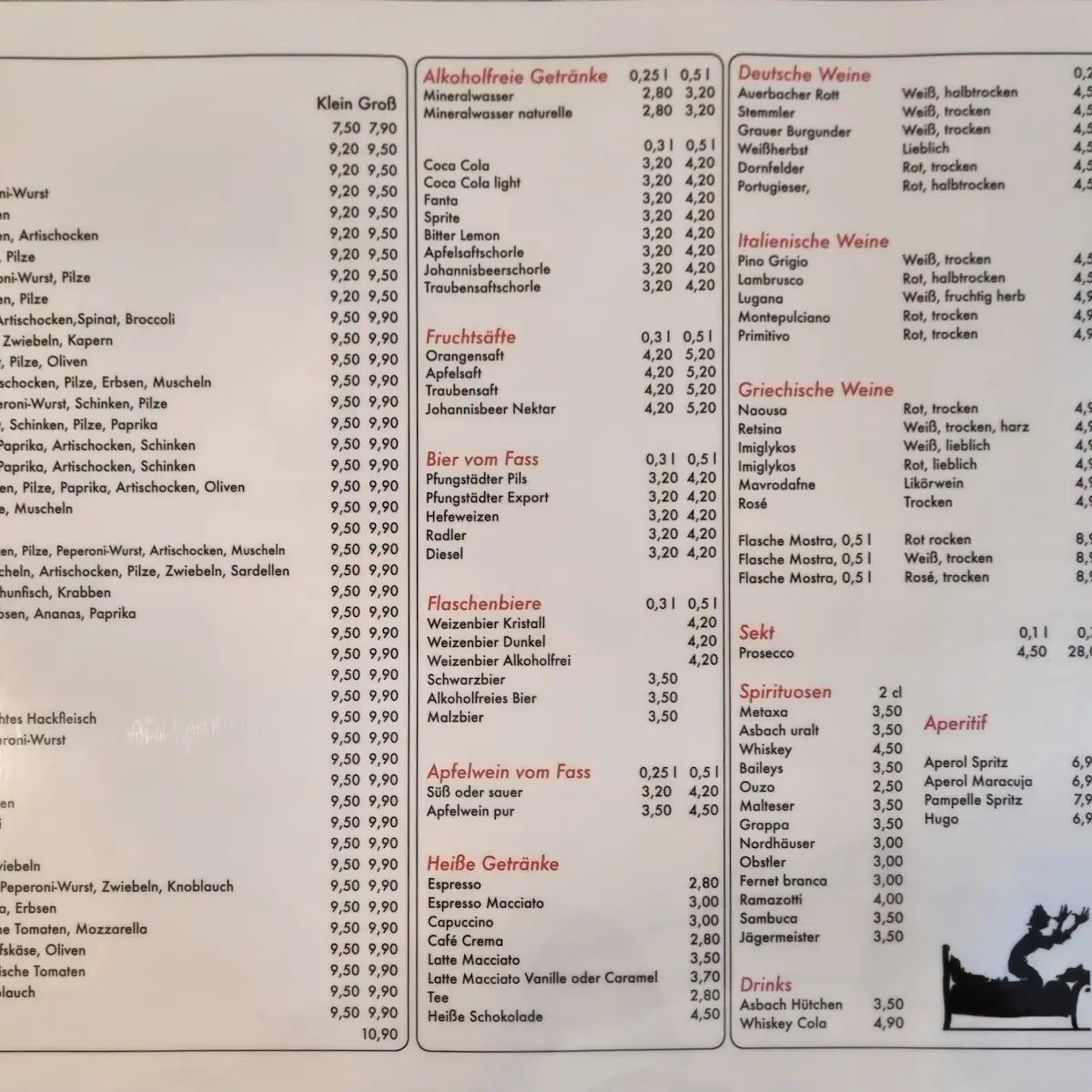 Speisekarte, Datterich Schänke