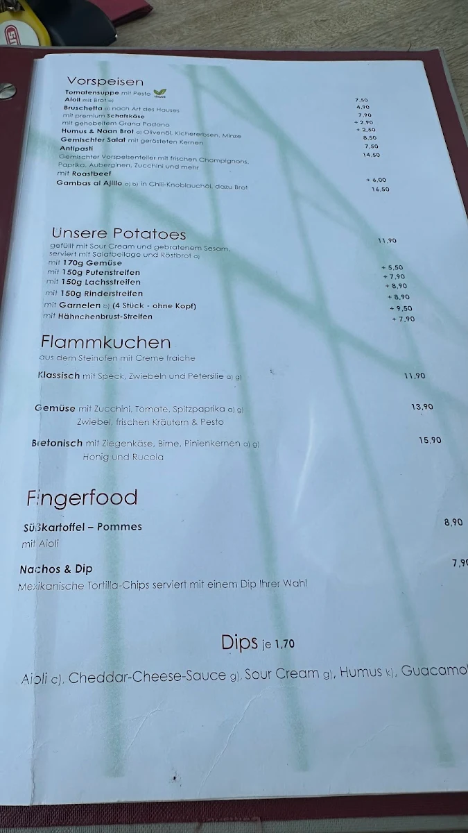 Speisekarte, Glacehaus