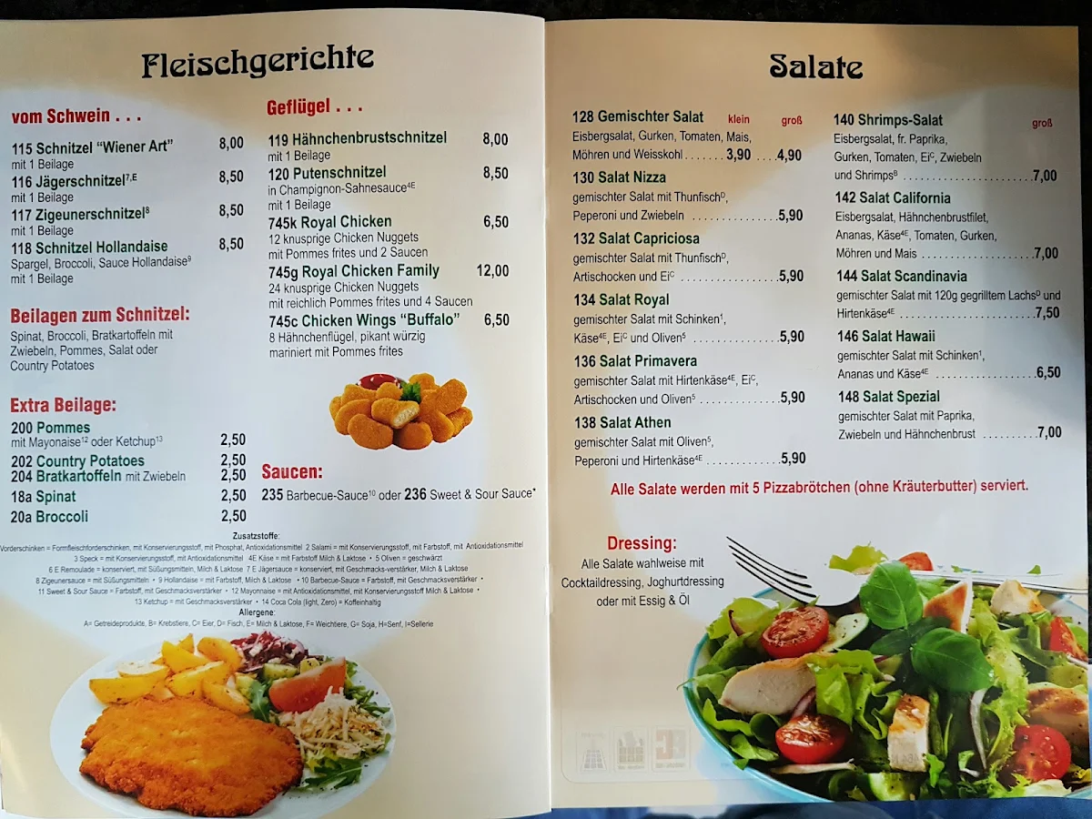 Speisekarte, Pizza Royal