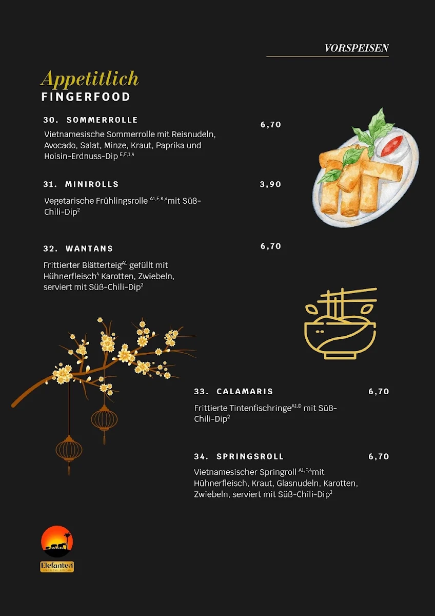 Speisekarte, Restaurant Elefanten Besigheim