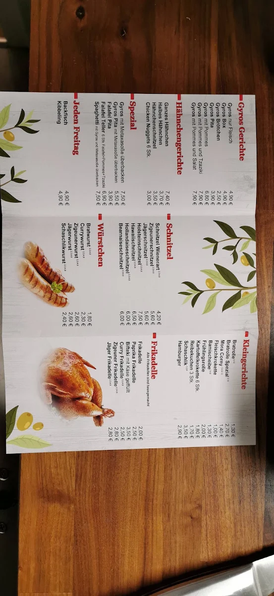 Speisekarte, Leonidas Grill
