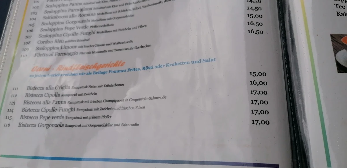Speisekarte, Bürgerhaus "Reichensächser Hof"