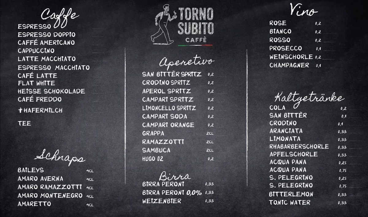 Speisekarte, Torno Subito