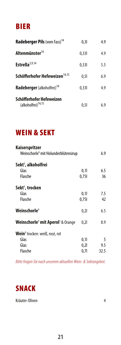 Speisekarte, meisterschueler