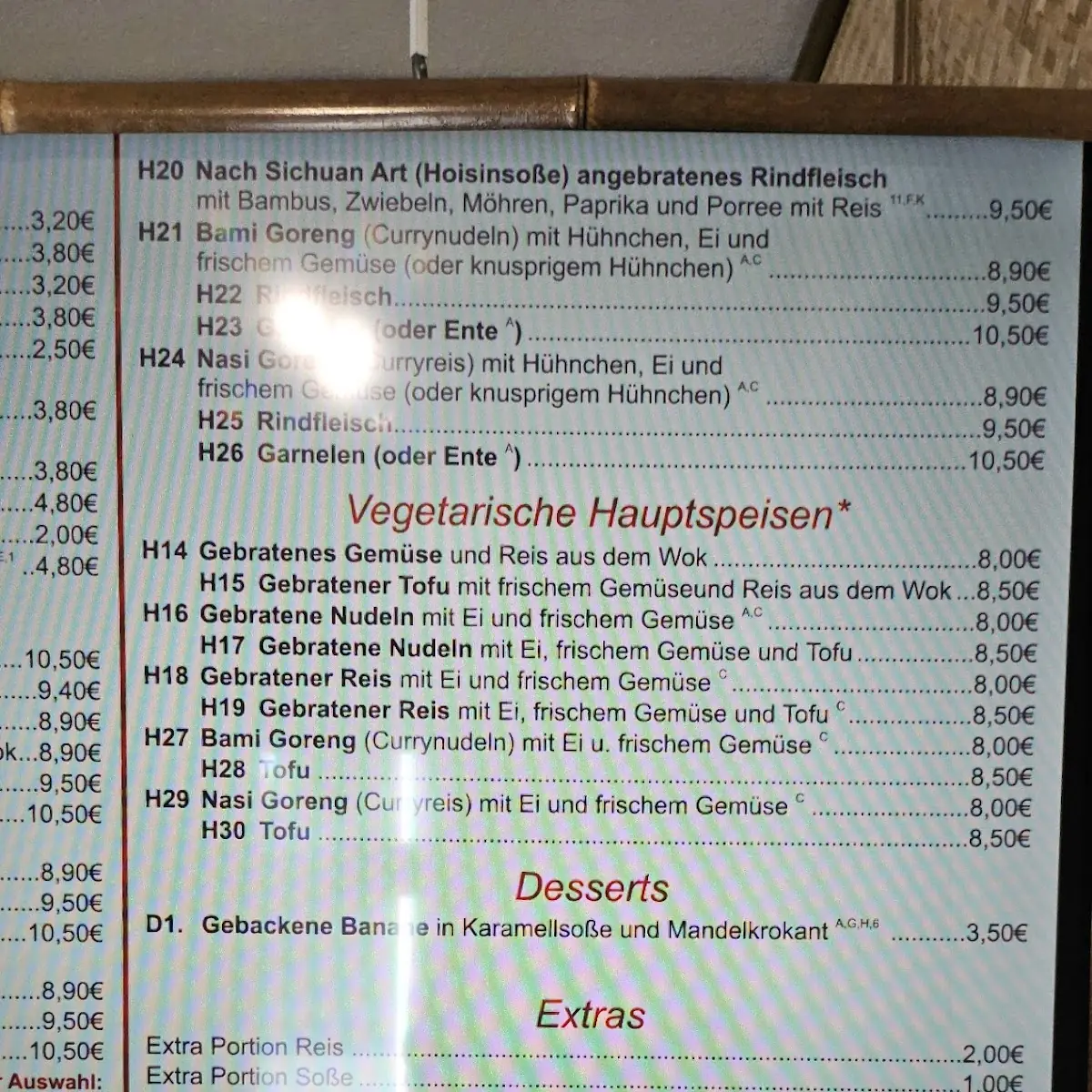 Speisekarte, Asian Kitchen