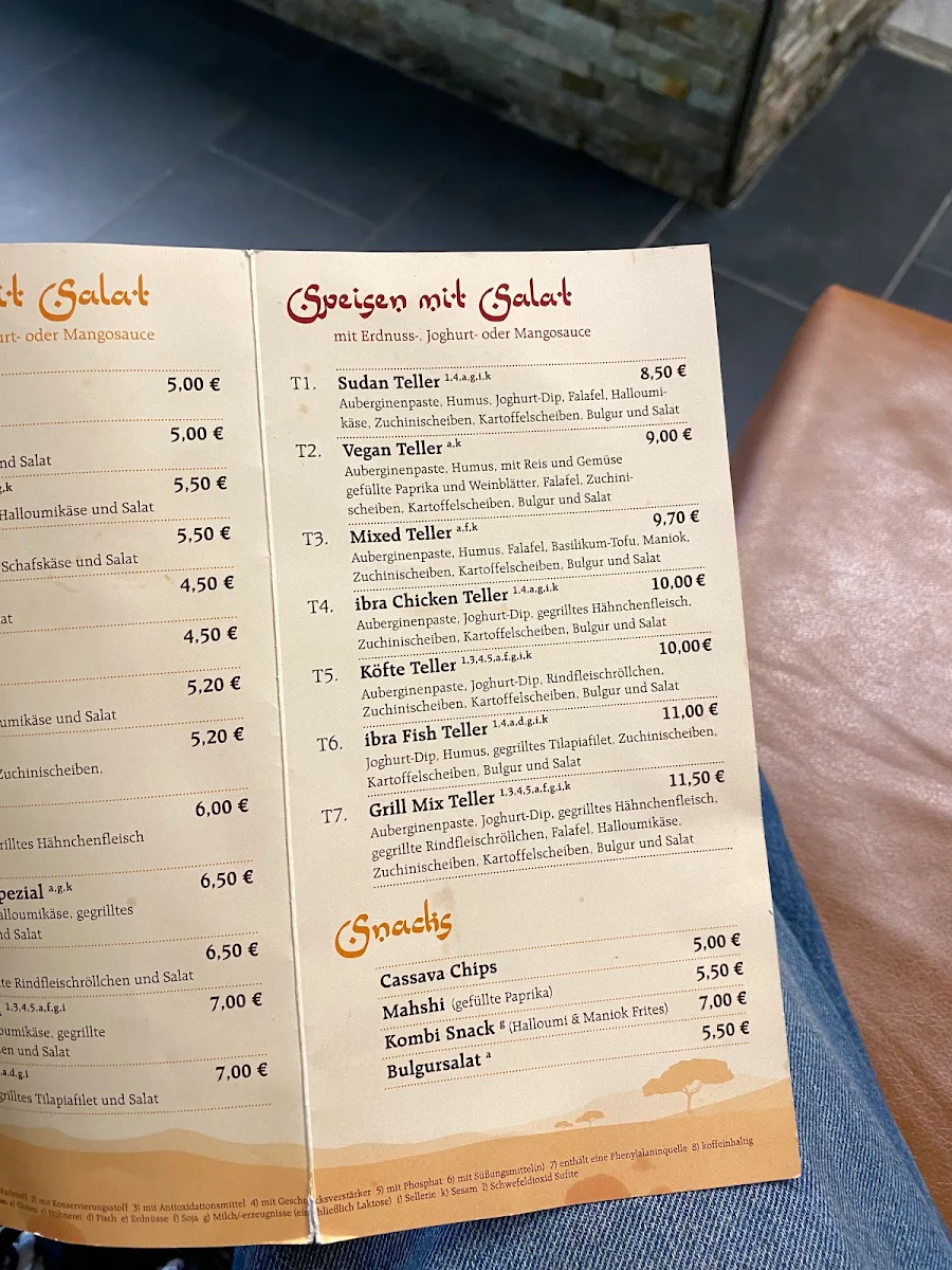 Speisekarte, Ibras Bistro