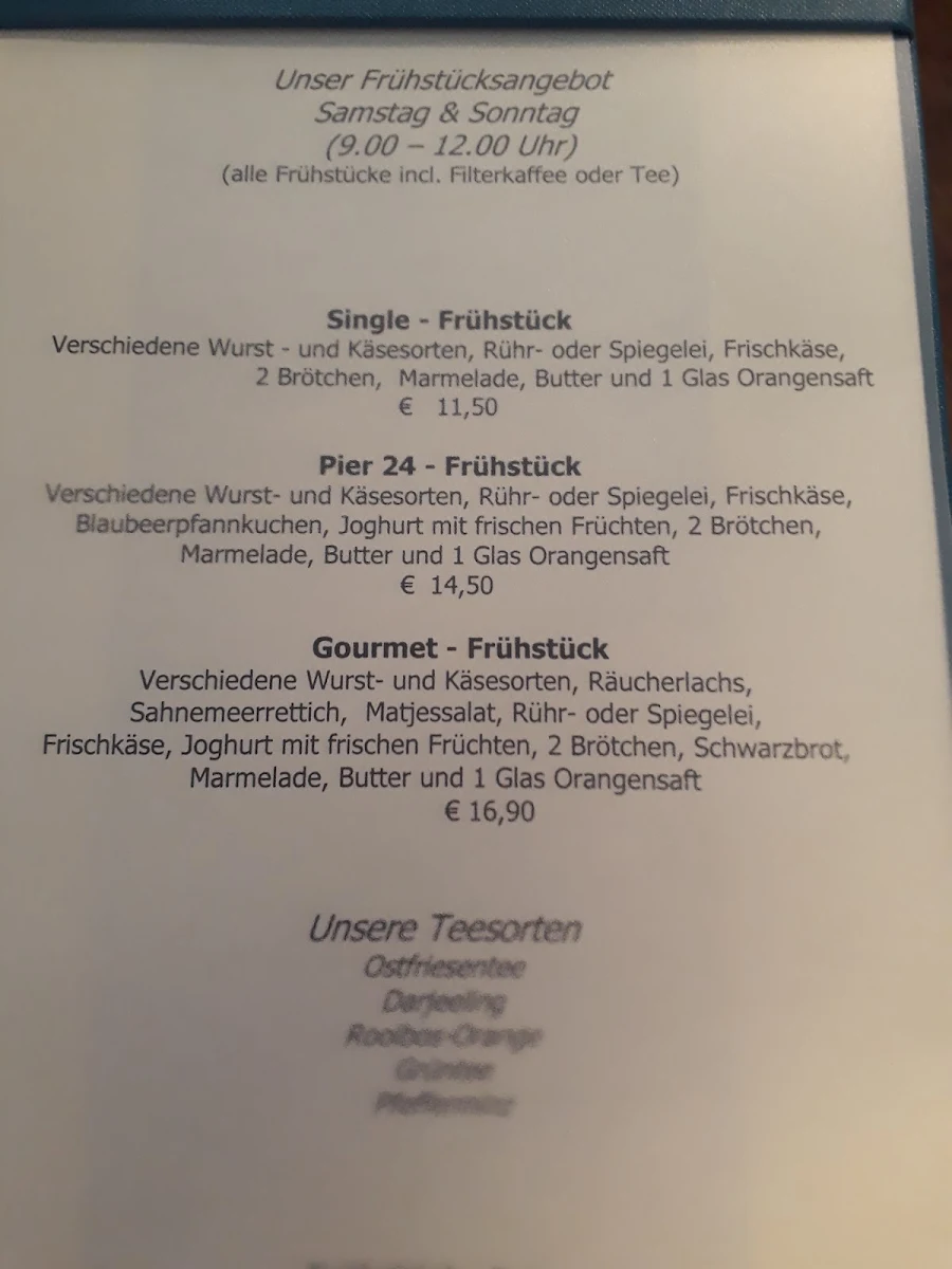 Speisekarte, kiez café wilhelmshaven