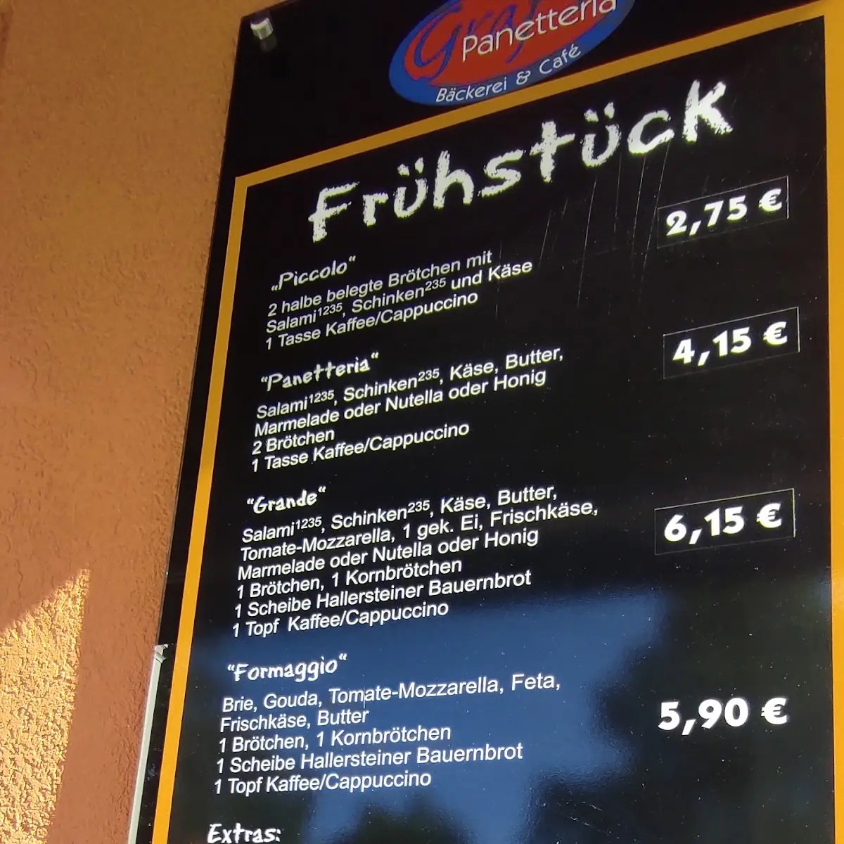 Speisekarte, Graf's Panetteria
