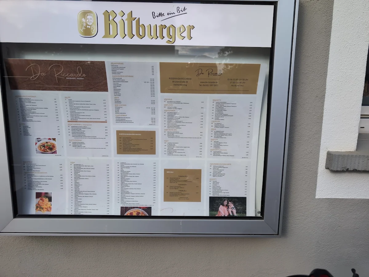 Speisekarte, Ristorante Pizzeria Da Riccardo