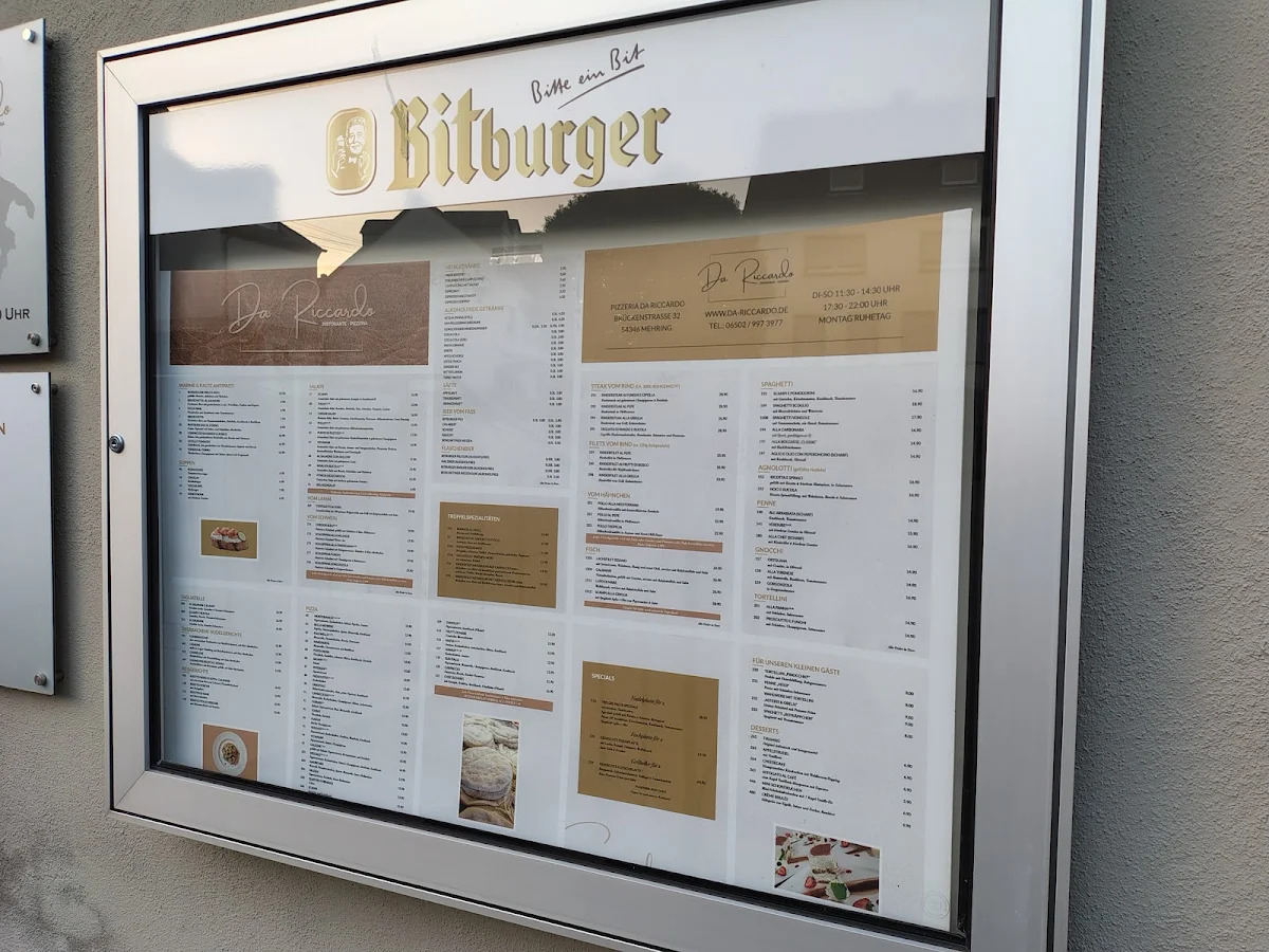 Speisekarte, Ristorante Pizzeria Da Riccardo