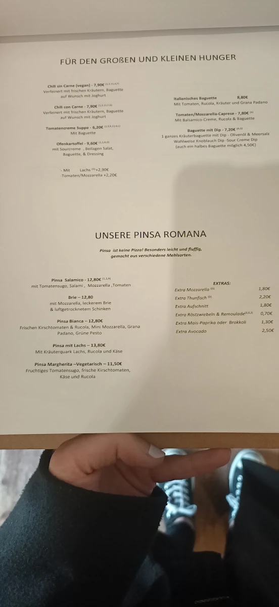 Speisekarte, Coffee Shop Celle